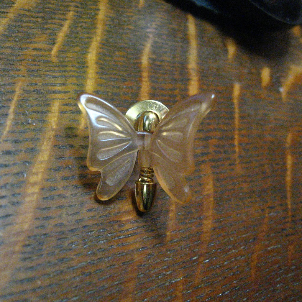 Vintage Pink Butterfly Lapel Pin Brooch